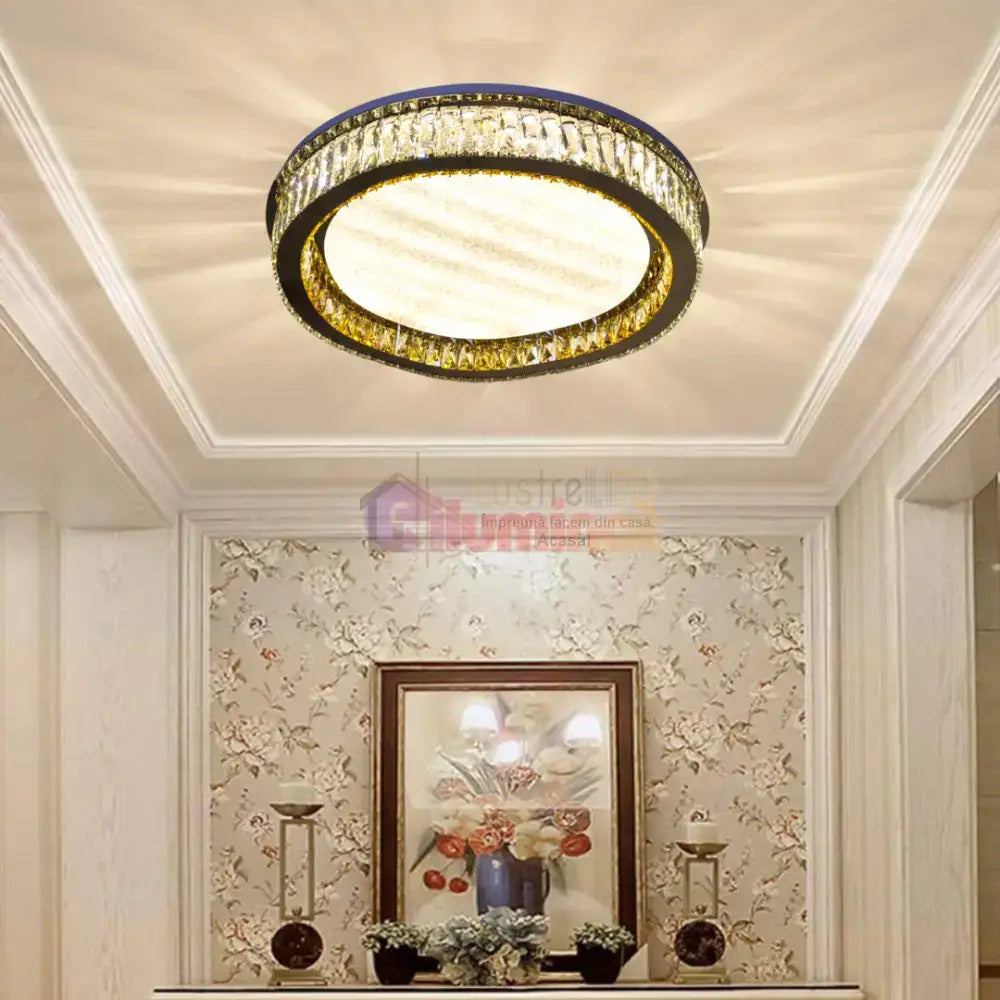 Lustra LED Aplicata Glamour Halo Cristal Telecomanda lustreled.ro
