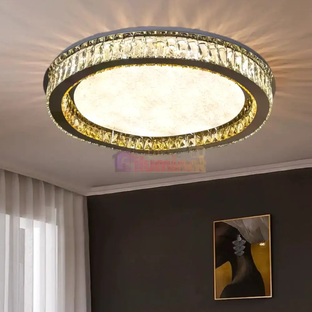 Lustra LED Aplicata Glamour Halo Cristal Telecomanda lustreled.ro