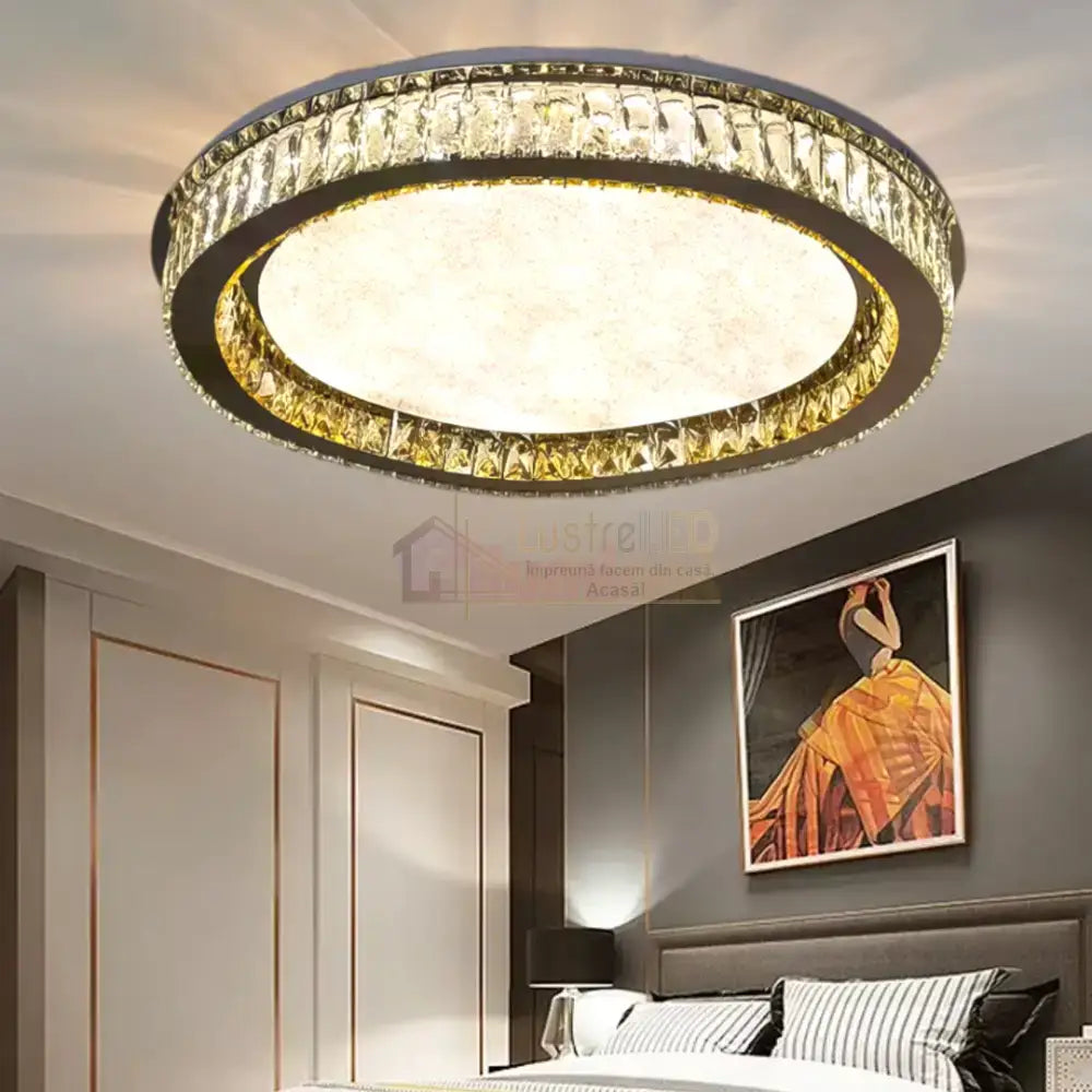 Lustra LED Aplicata Glamour Halo Cristal Telecomanda Chandeliers