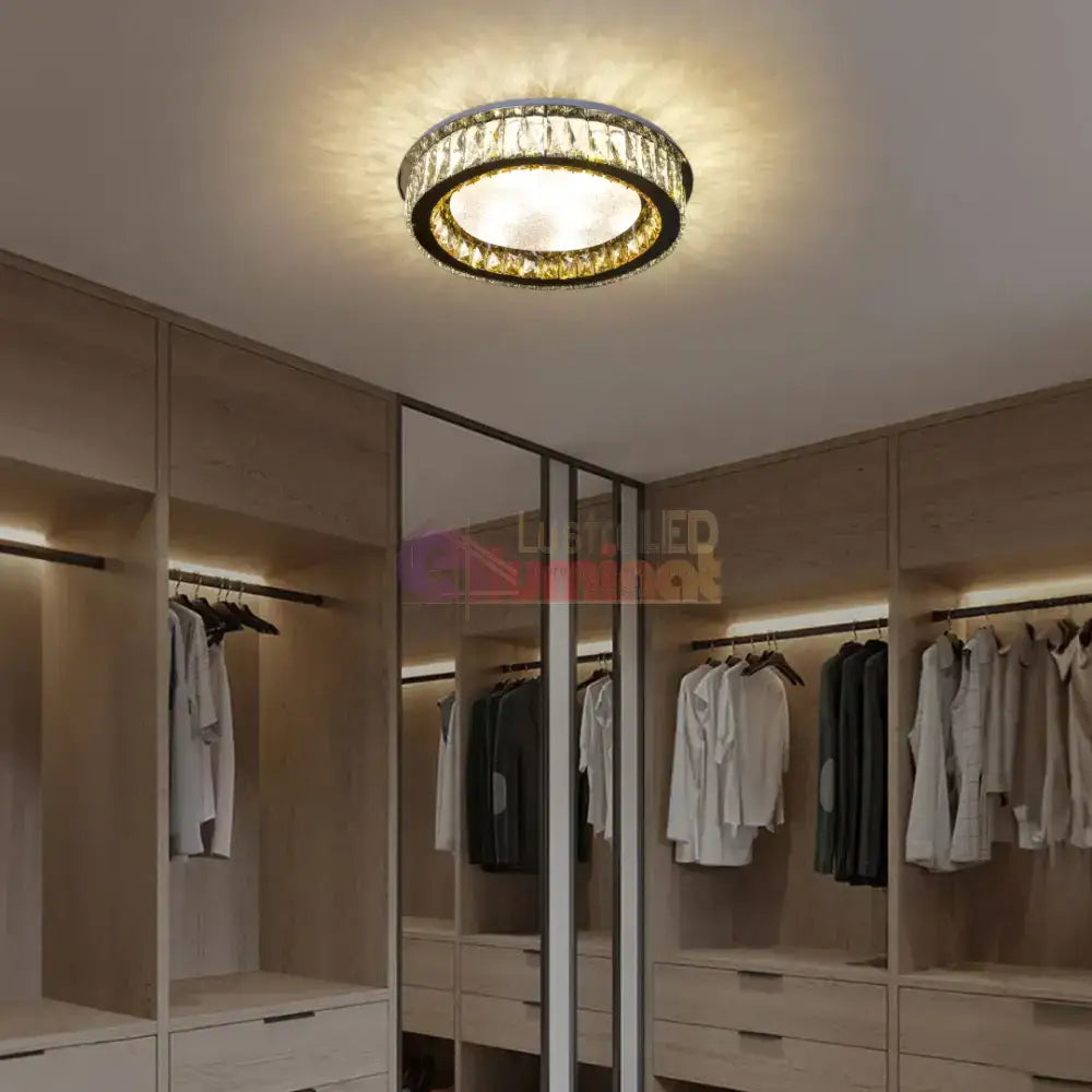 Lustra LED Aplicata Glamour Halo Cristal Telecomanda lustreled.ro