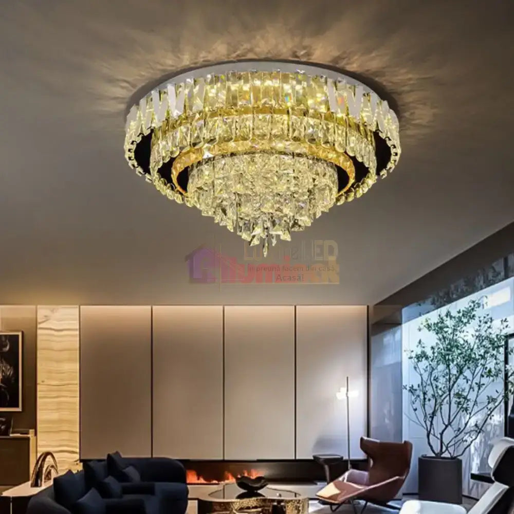 Lustra LED Aplicata Grand Aura Cristal Telecomanda lustreled.ro