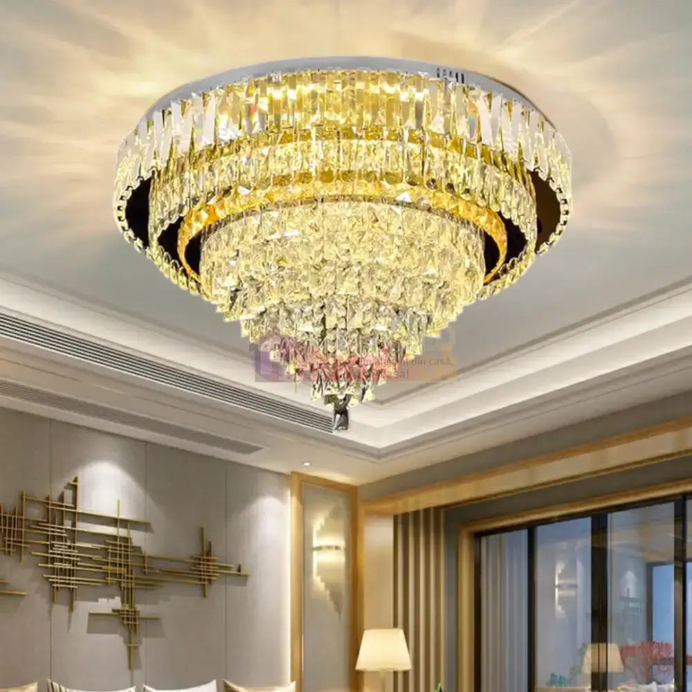 Lustra LED Aplicata Grand Aura Cristal Telecomanda lustreled.ro