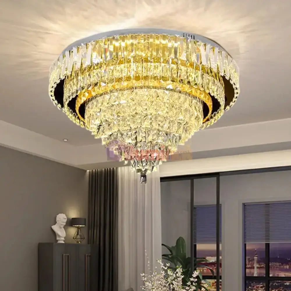 Lustra LED Aplicata Grand Aura Cristal Telecomanda lustreled.ro