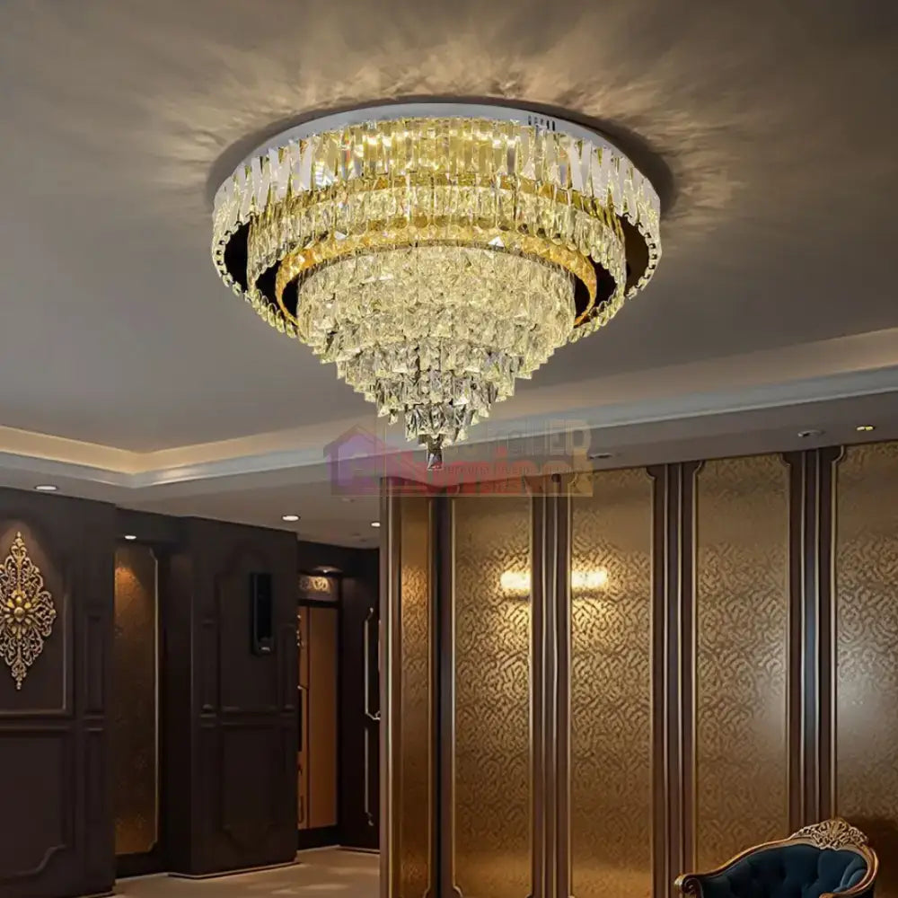 Lustra LED Aplicata Grand Aura Cristal Telecomanda lustreled.ro