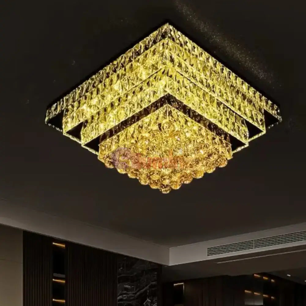Lustra LED Cristal Aplicata Imperial Square Telecomanda lustreled.ro