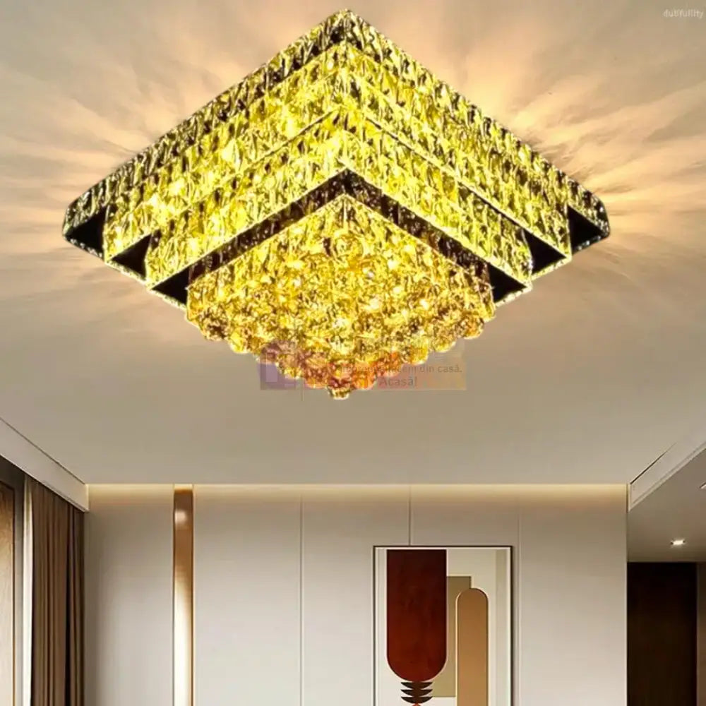 Lustra LED Cristal Aplicata Imperial Square Telecomanda lustreled.ro