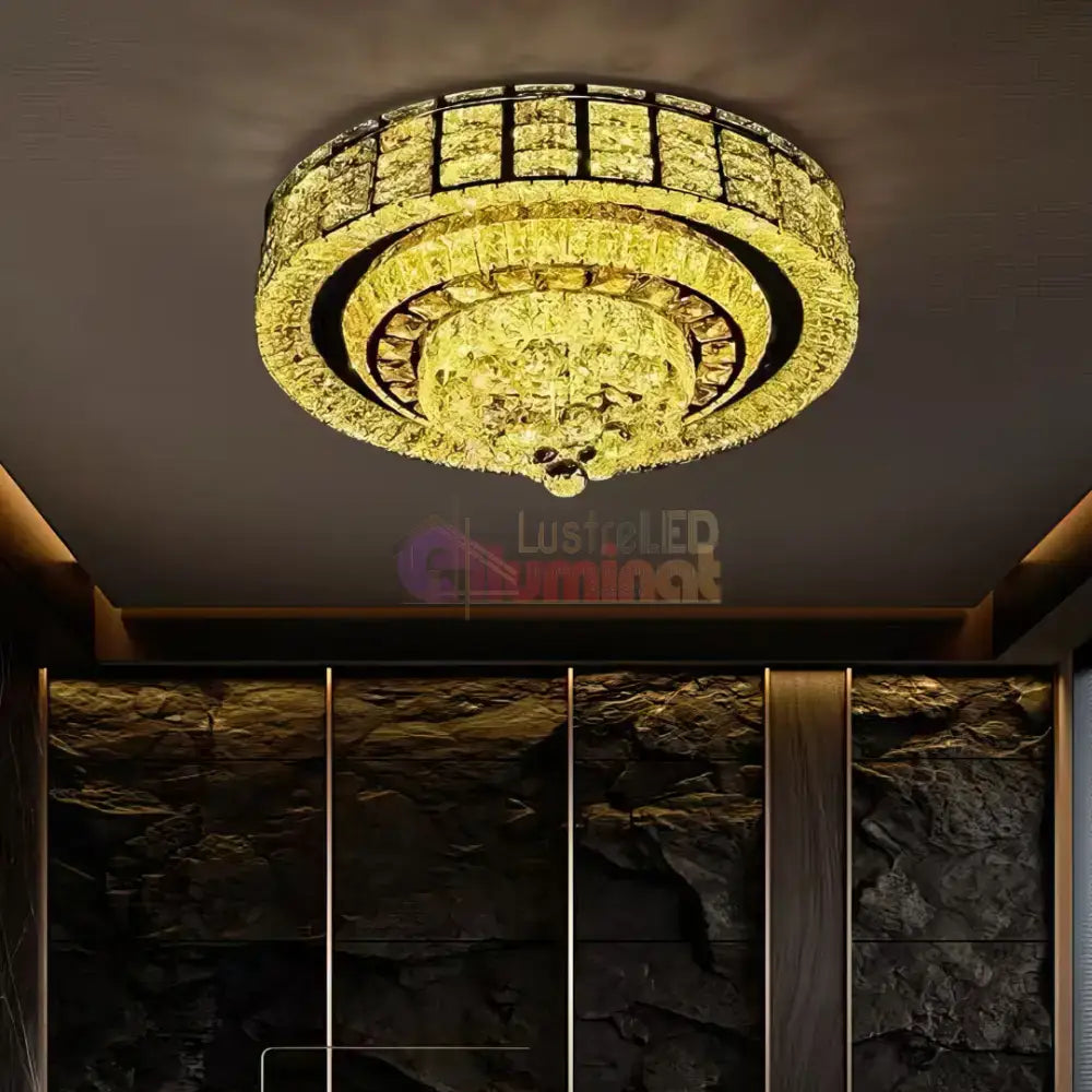 Lustra LED Cristal Aplicata Luxor Gold Telecomanda 60-80CM lustreled.ro