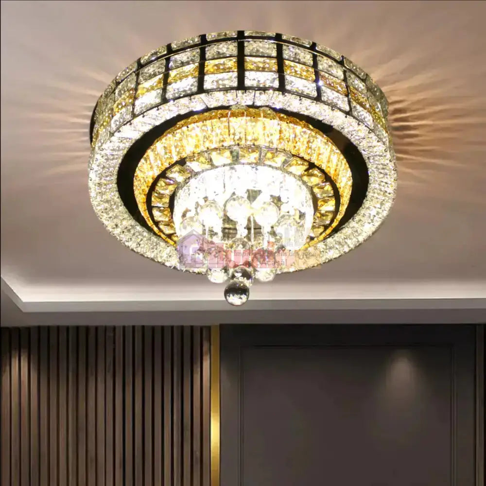 Lustra LED Cristal Aplicata Luxor Gold Telecomanda 60-80CM lustreled.ro