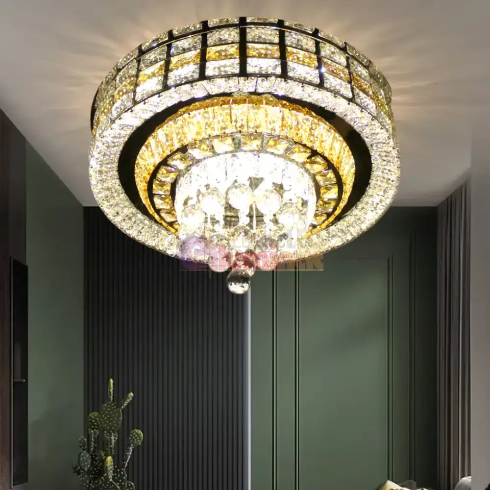 Lustra LED Cristal Aplicata Luxor Gold Telecomanda 60-80CM lustreled.ro