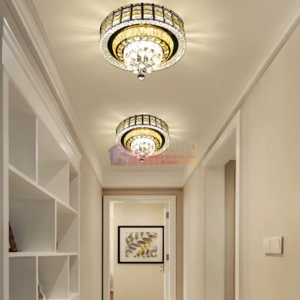 Lustra LED Cristal Aplicata Luxor Gold Telecomanda 60-80CM lustreled.ro