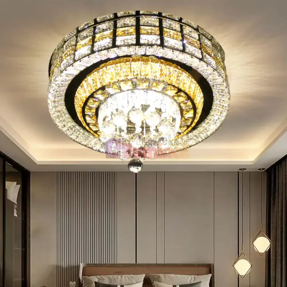 Lustra LED Cristal Aplicata Luxor Gold Telecomanda 60-80CM lustreled.ro