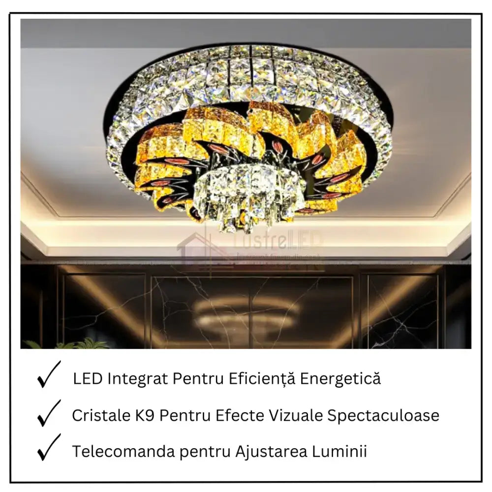 Lustra LED Aplicata Majestic Bloom Cristal Telecomanda CHROME / 60CM / CRISTAL Chandeliers