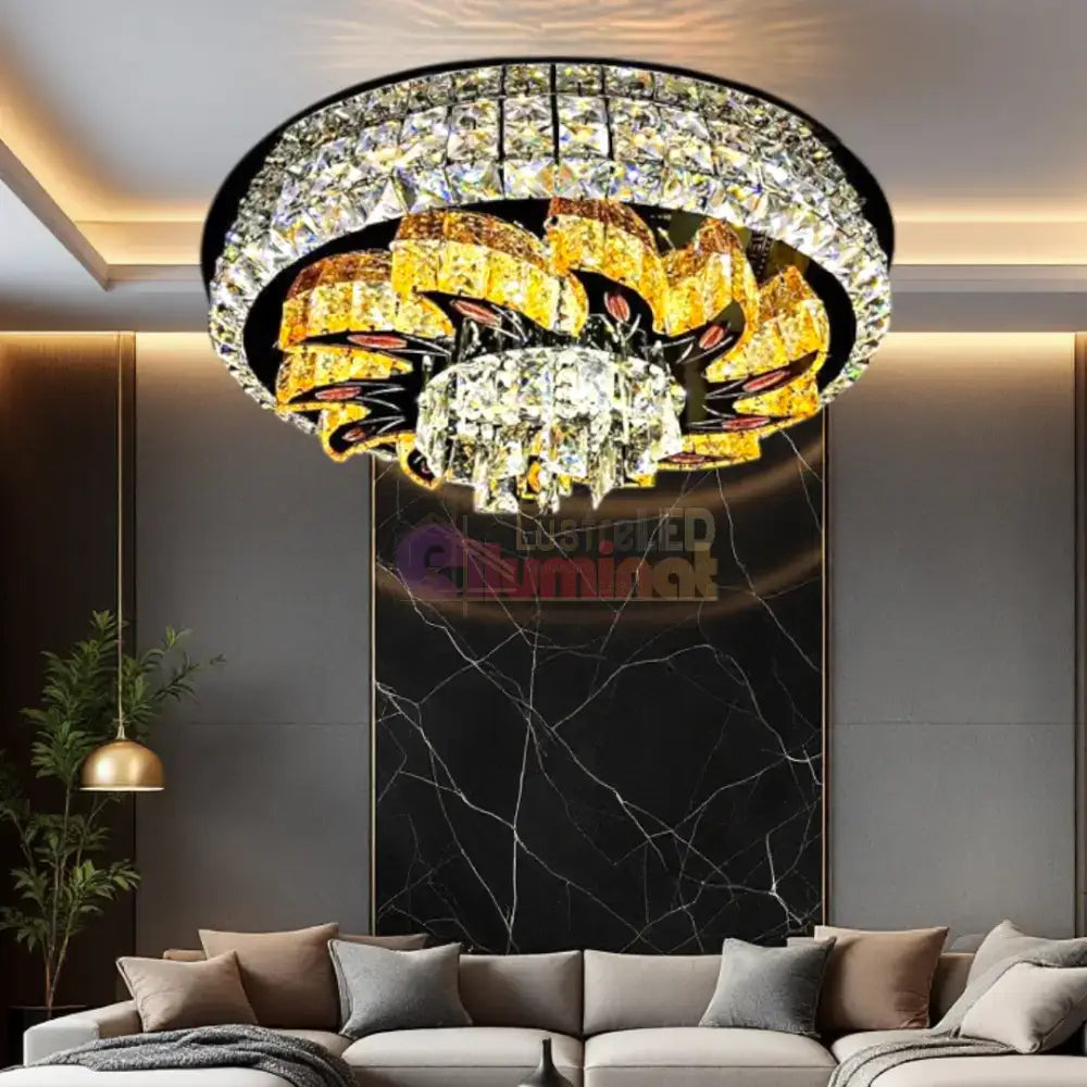 Lustra LED Aplicata Majestic Bloom Cristal Telecomanda lustreled.ro