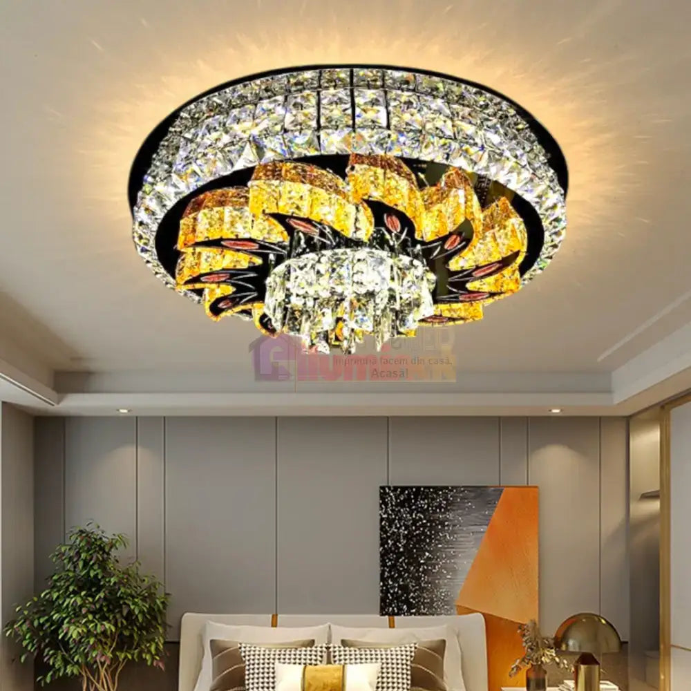 Lustra LED Aplicata Majestic Bloom Cristal Telecomanda lustreled.ro