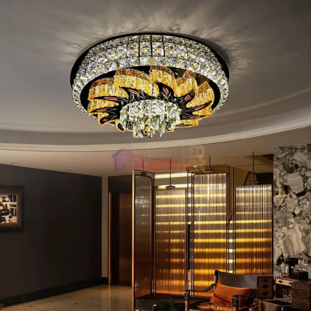 Lustra LED Aplicata Majestic Bloom Cristal Telecomanda lustreled.ro