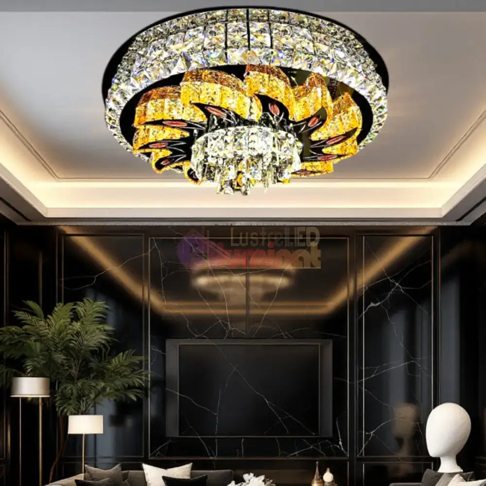 Lustra LED Aplicata Majestic Bloom Cristal Telecomanda lustreled.ro