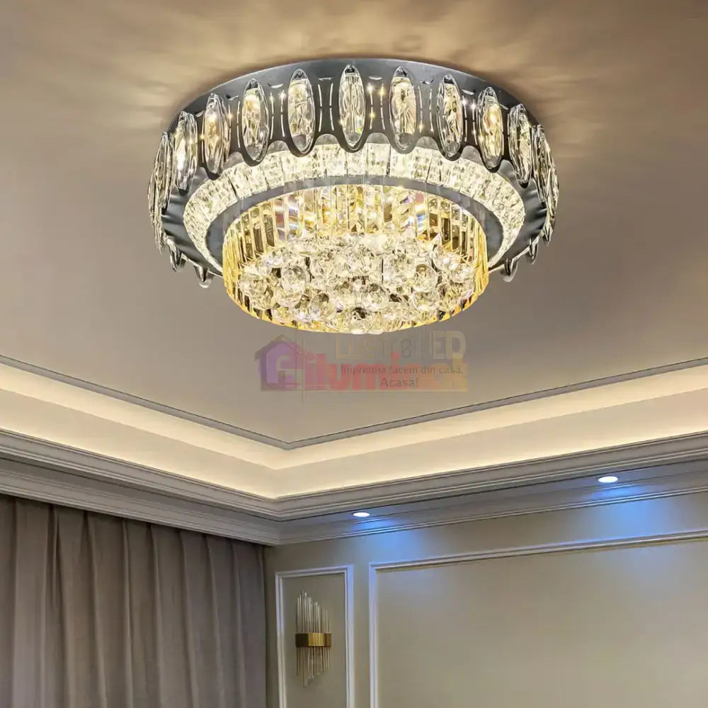 Lustra LED Cristal Aplicata Majesty Telecomanda 50-80CM lustreled.ro