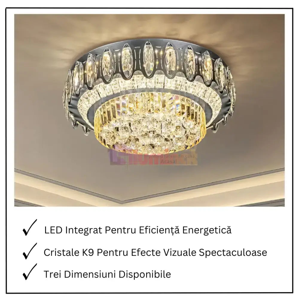 Lustra LED Cristal Aplicata Majesty Telecomanda 50-80CM lustreled.ro