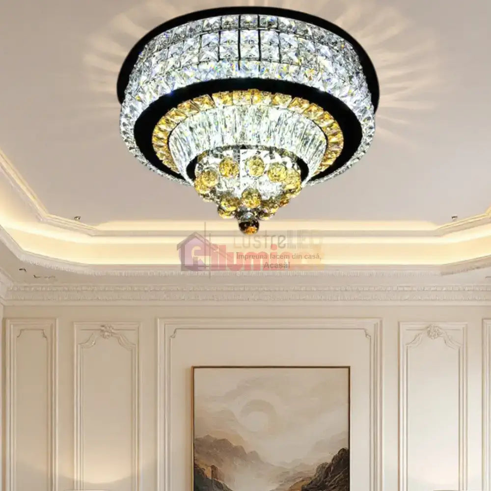Lustra LED Cristal Aplicata Noble Glow Telecomanda Echivalent 800W lustreled.ro
