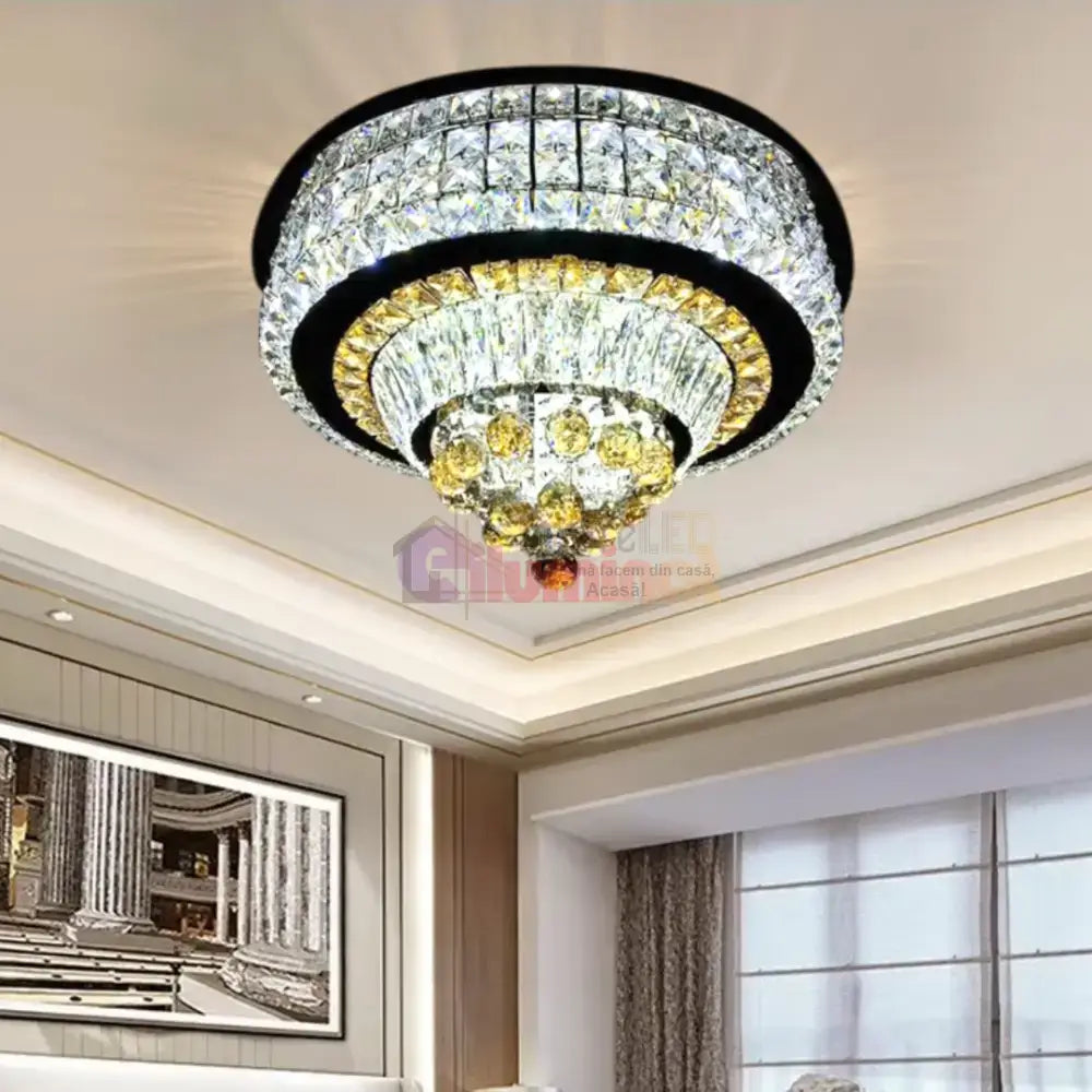 Lustra LED Cristal Aplicata Noble Glow Telecomanda Echivalent 800W lustreled.ro