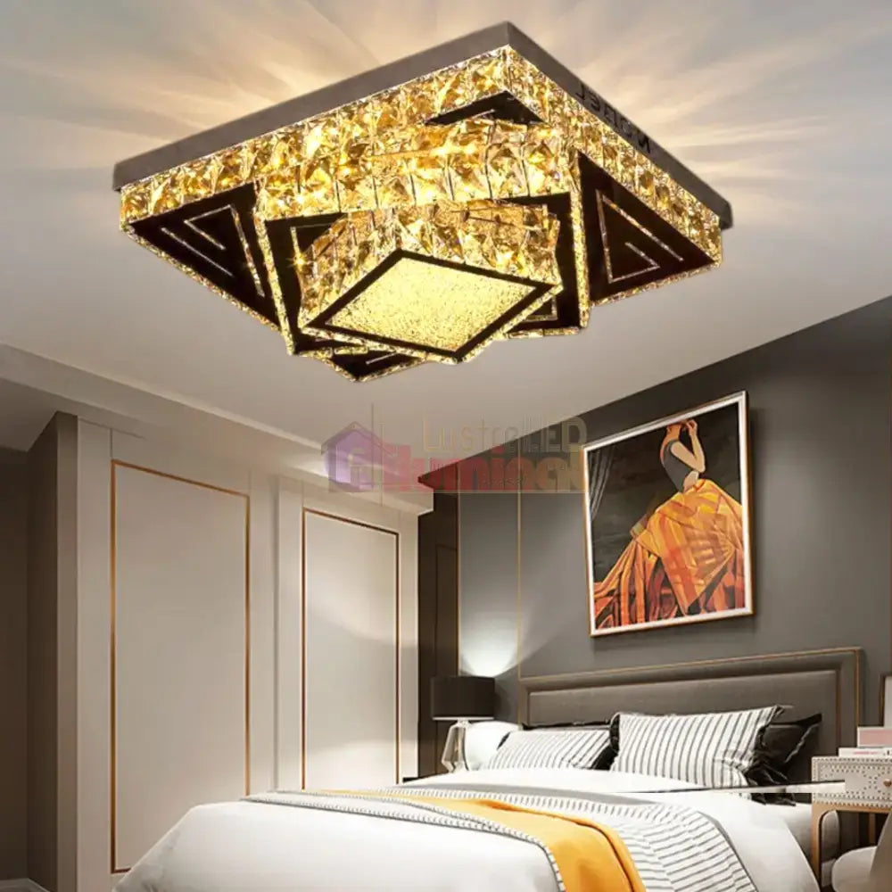 Lustra LED Aplicata Royal Prism Cristal Telecomanda lustreled.ro