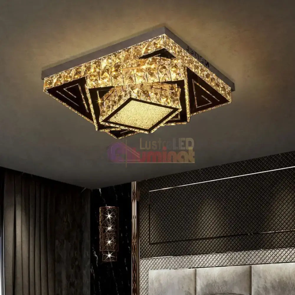 Lustra LED Aplicata Royal Prism Cristal Telecomanda lustreled.ro