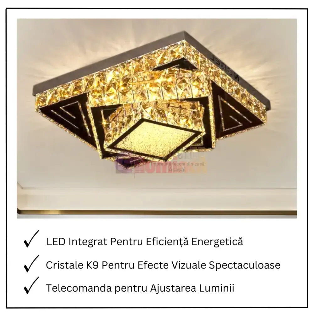Lustra LED Aplicata Royal Prism Cristal Telecomanda lustreled.ro