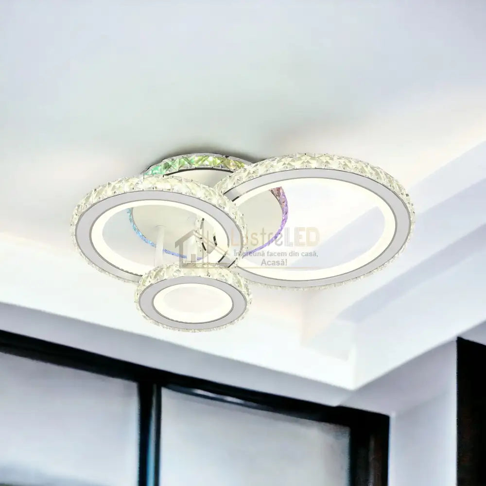 Lustra Led Cristal Ciryla Alba Rgb Echivalent 500W Lighting Fixtures