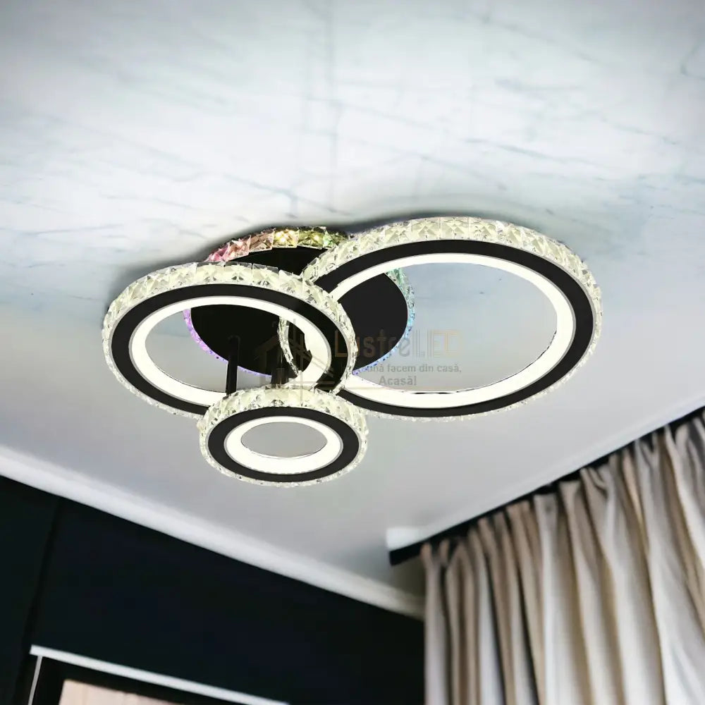 Lustra Led Cristal Ciryla Black Rgb Echivalent 500W Lighting Fixtures