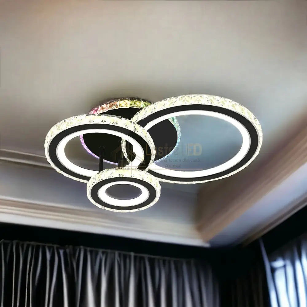 Lustra Led Cristal Ciryla Black Rgb Echivalent 500W Lighting Fixtures