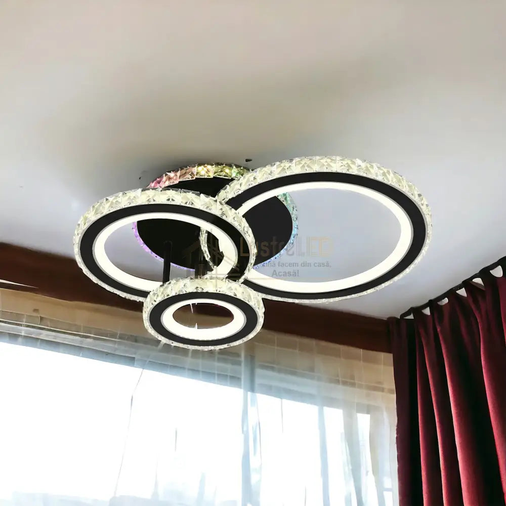 Lustra Led Cristal Ciryla Black Rgb Echivalent 500W Lighting Fixtures
