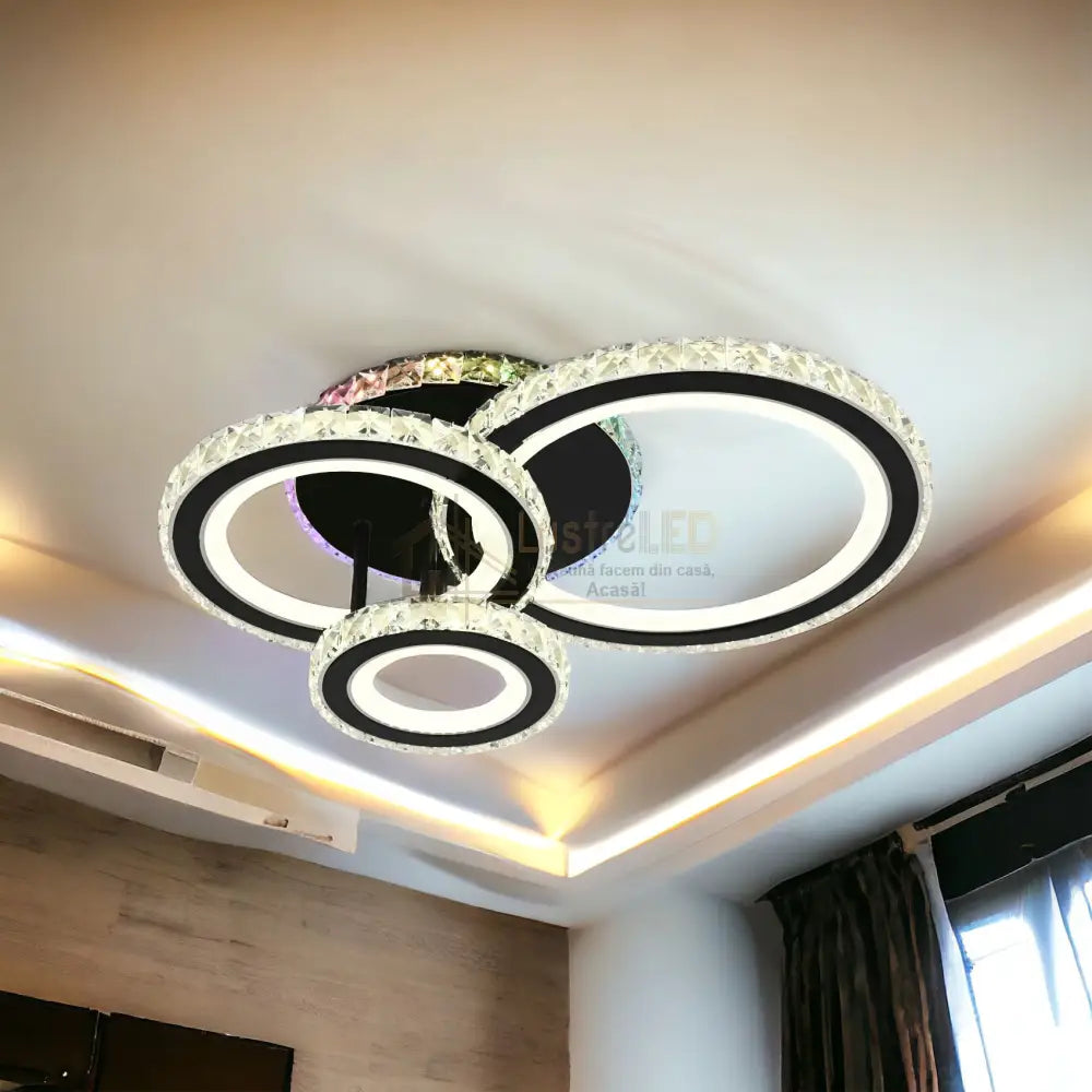 Lustra Led Cristal Ciryla Black Rgb Echivalent 500W Lighting Fixtures