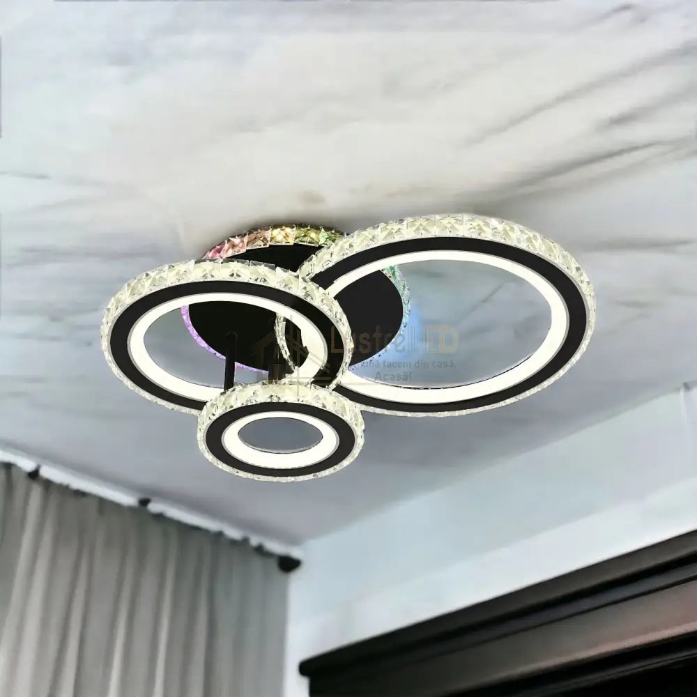 Lustra Led Cristal Ciryla Black Rgb Echivalent 500W Lighting Fixtures