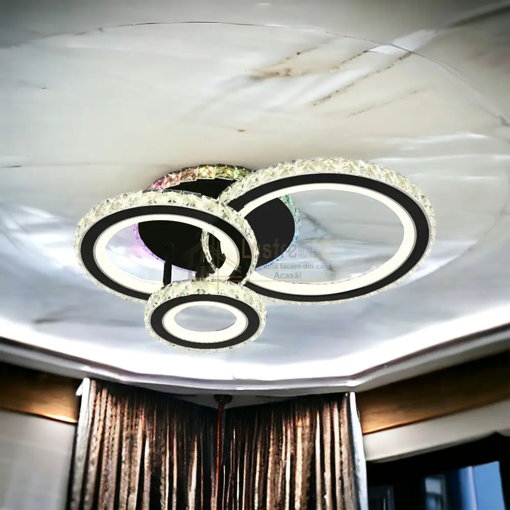 Lustra Led Cristal Ciryla Black Rgb Echivalent 500W Lighting Fixtures