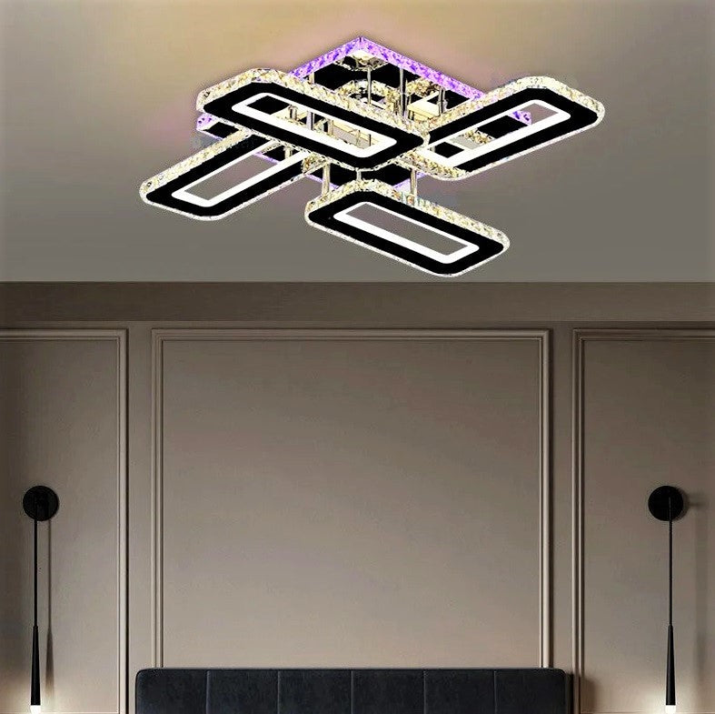 Lustra LED CROSS RGB Cristal Echivalent 600W Telecomanda