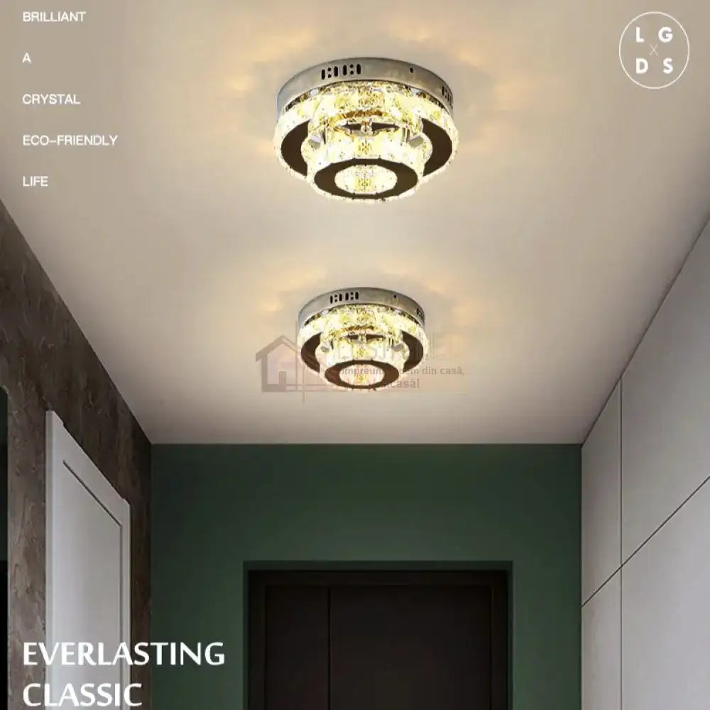 Lustra Led Cristal Double Circle Echivalent 200W Lighting Fixtures