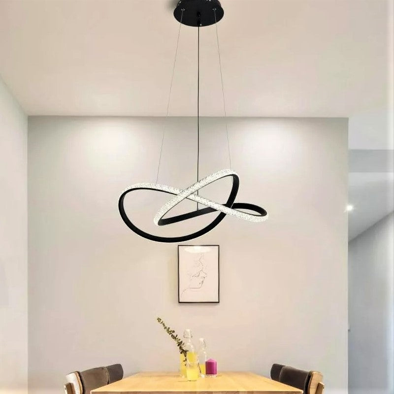 Lustra LED Cristal Infinity Black 2 Segmente Echivalent 400W