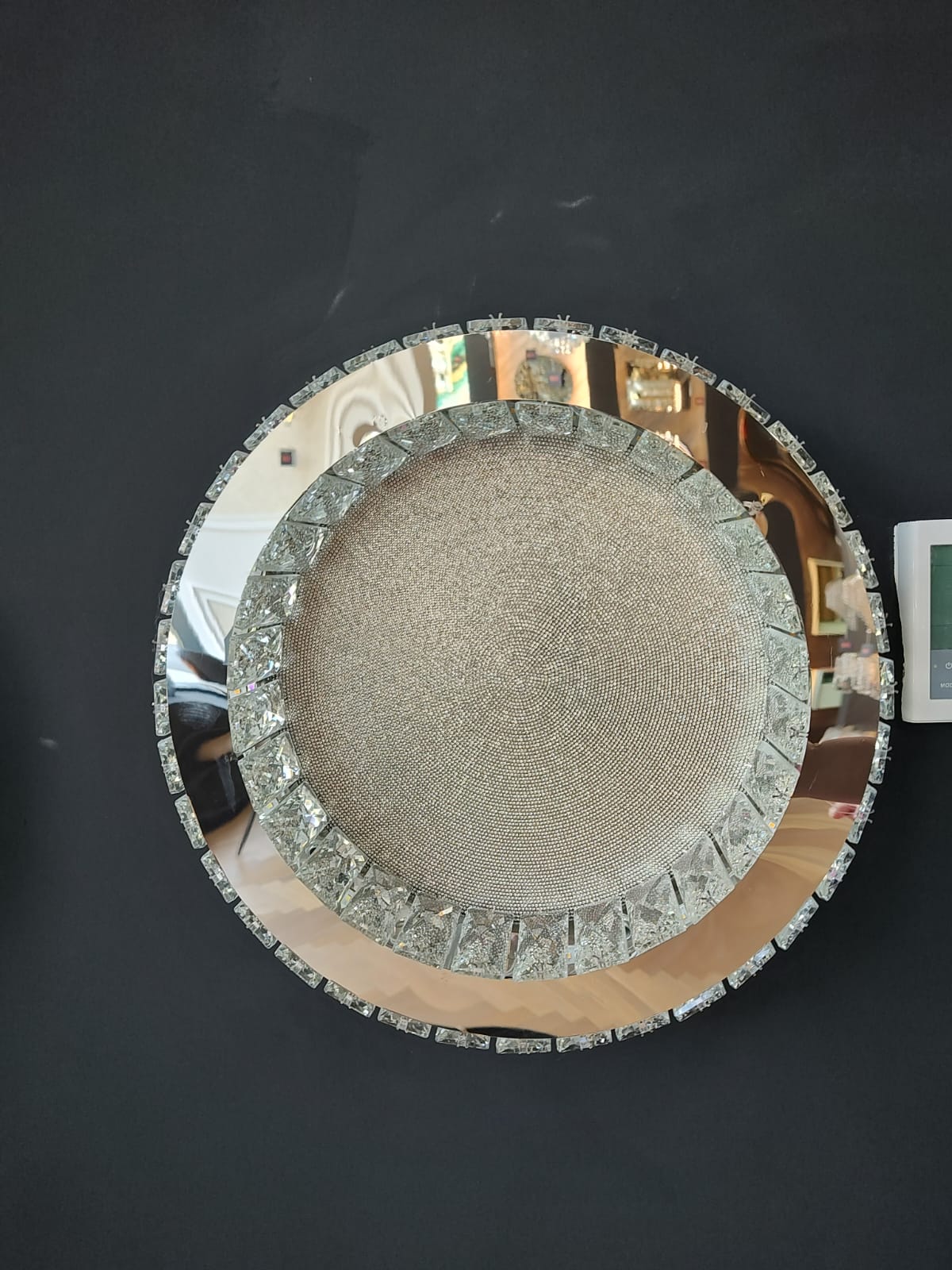 Lustra LED Argintie Glamour Round CRISTAL Telecomanda