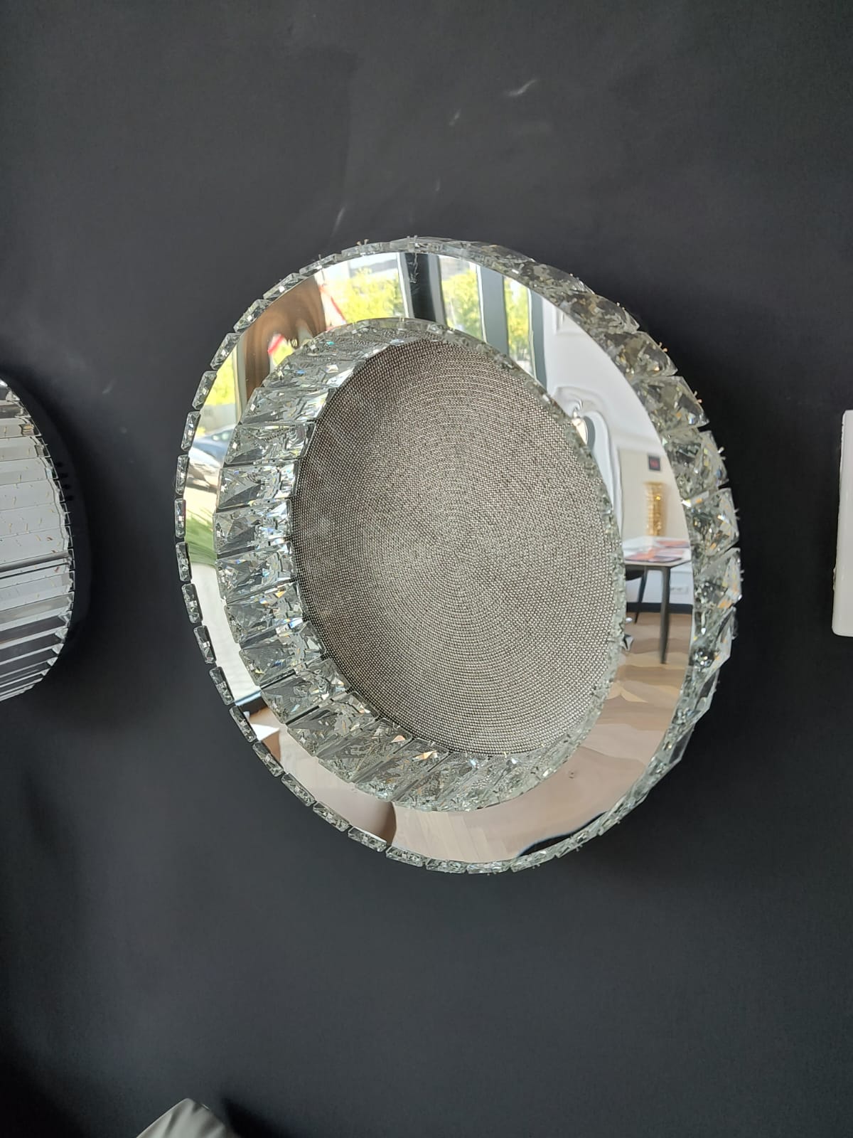 Lustra LED Argintie Glamour Round CRISTAL Telecomanda