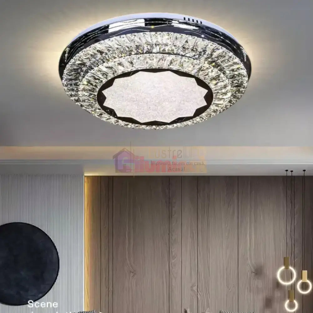 Lustra LED Aplicata Prestige Halo Cristal Telecomanda lustreled.ro