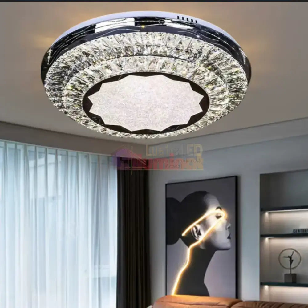 Lustra LED Aplicata Prestige Halo Cristal Telecomanda lustreled.ro