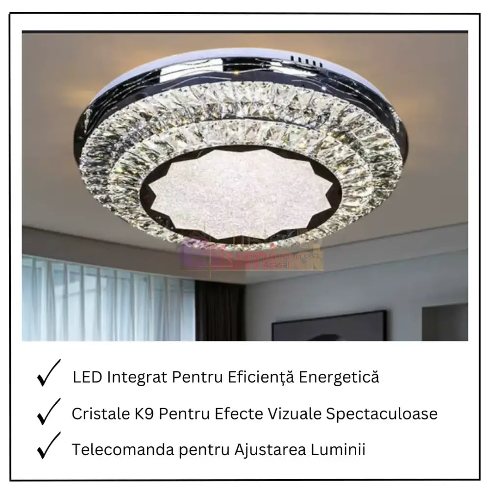 Lustra LED Aplicata Prestige Halo Cristal Telecomanda lustreled.ro