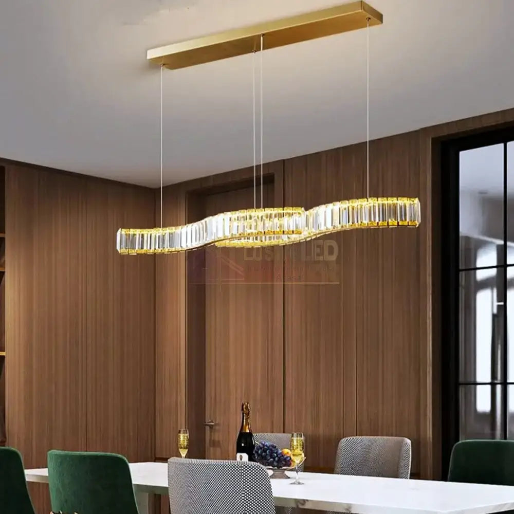 Lustra Led Cristal Suspendata Two Wave Echivalent 400W Ceiling Light Fixtures