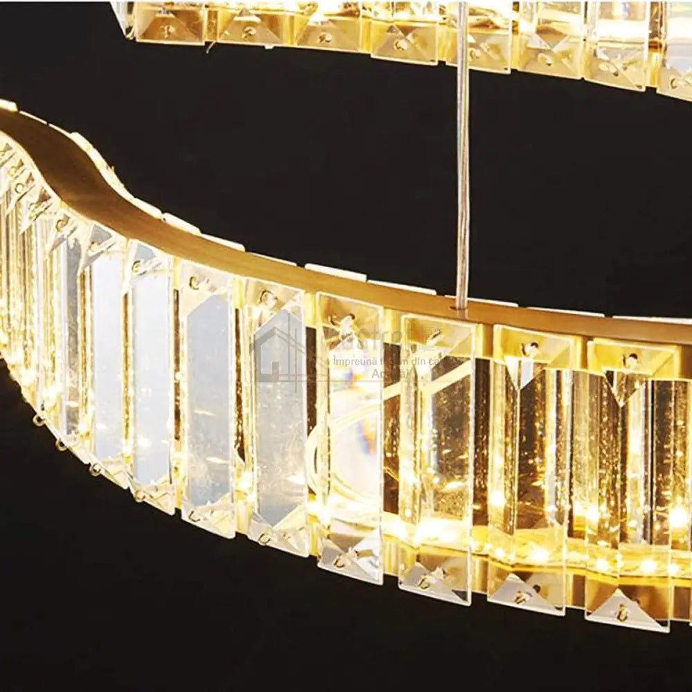 Lustra Led Cristal Suspendata Two Wave Echivalent 400W Chandeliers Crystal