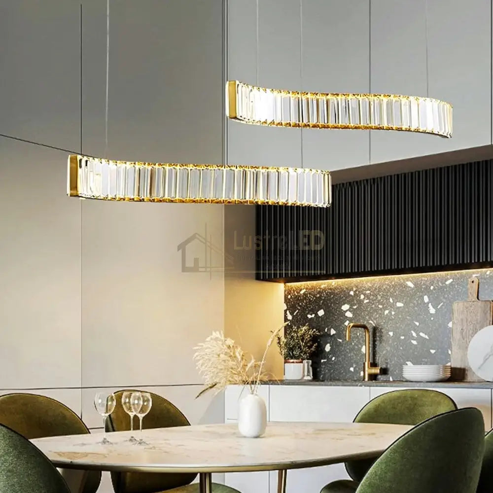 Lustra Led Cristal Suspendata Two Wave Echivalent 400W Chandeliers Crystal