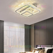 Lustra LED CROWN Square Chrome Cristal Echivalent 600W Telecomanda