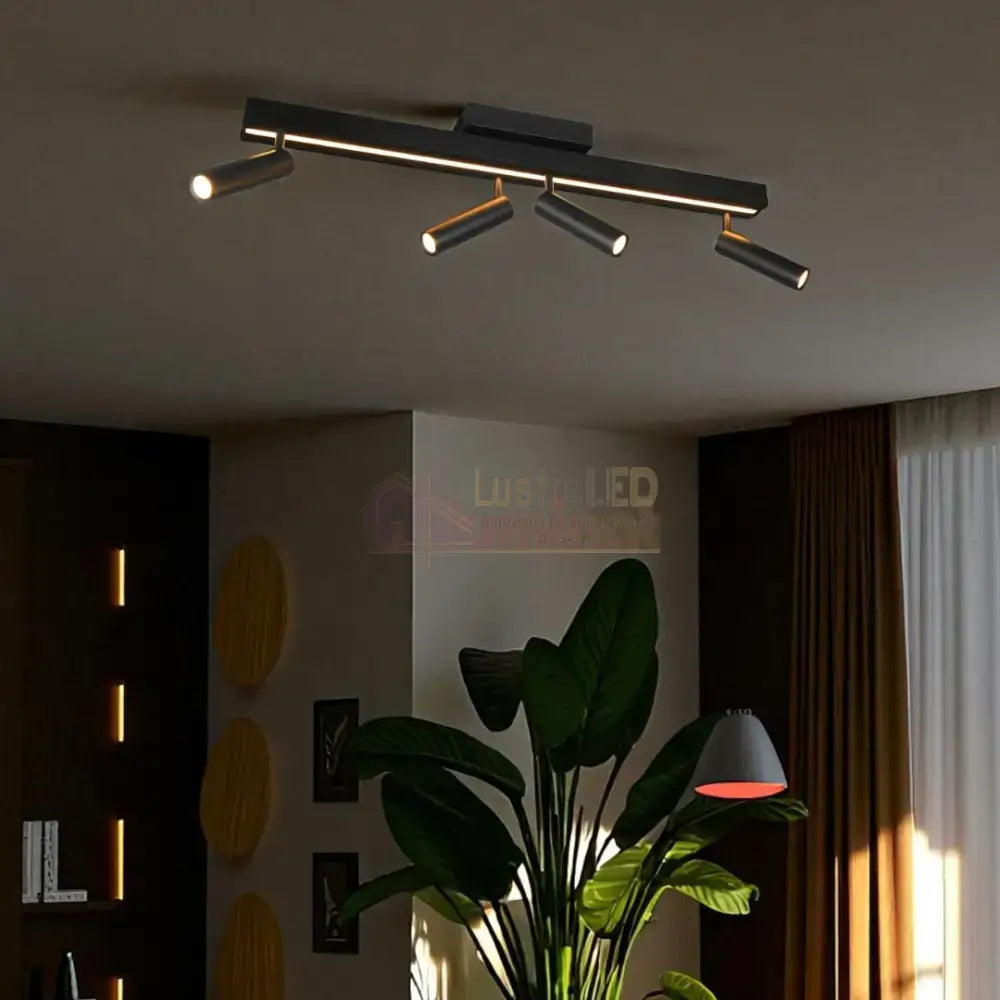 Lustra LED cu 4 Spoturi pe Sina ZENO Black NEAGRA / 133CM led ceiling light