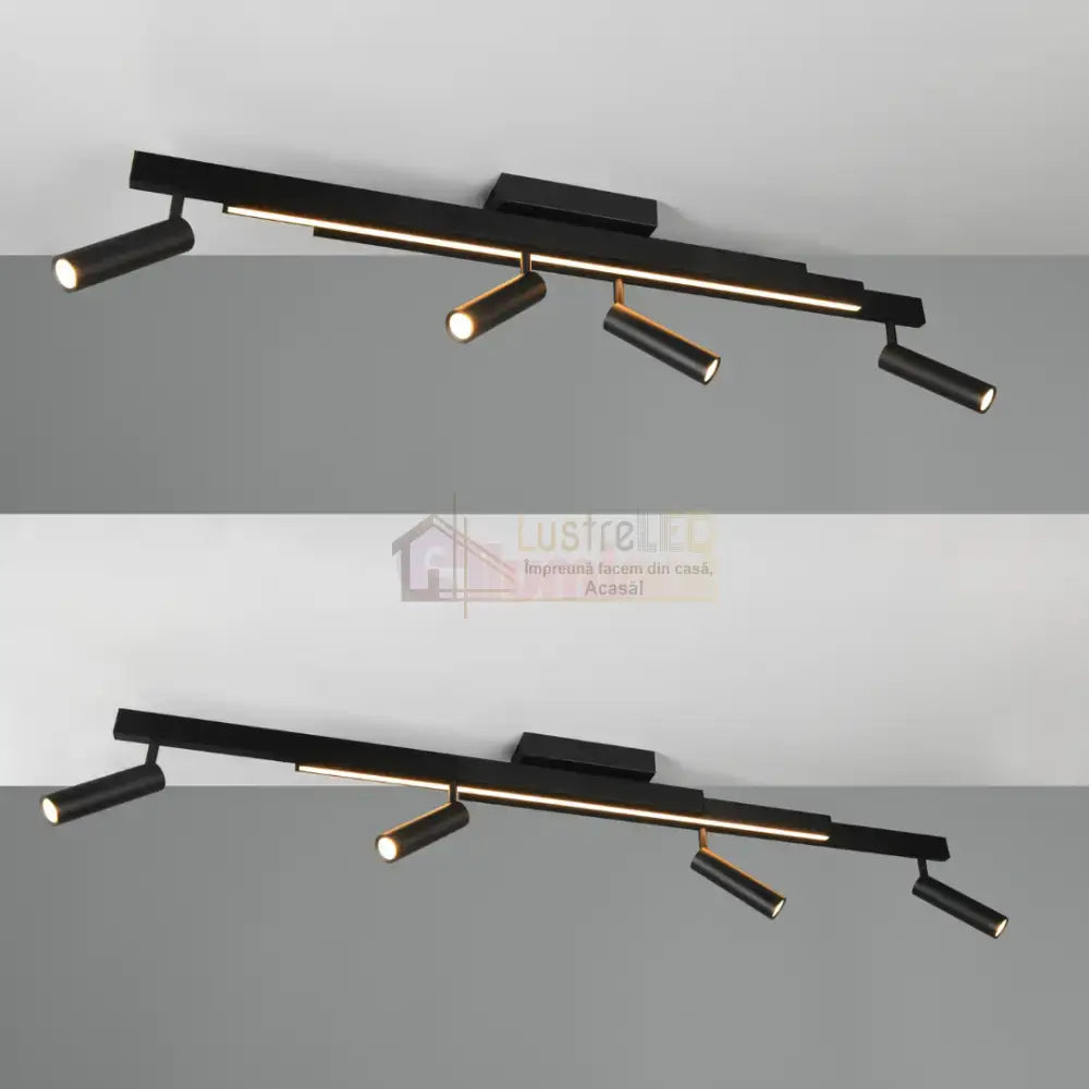 Lustra LED cu 4 Spoturi pe Sina ZENO Black NEAGRA / 133CM led ceiling light