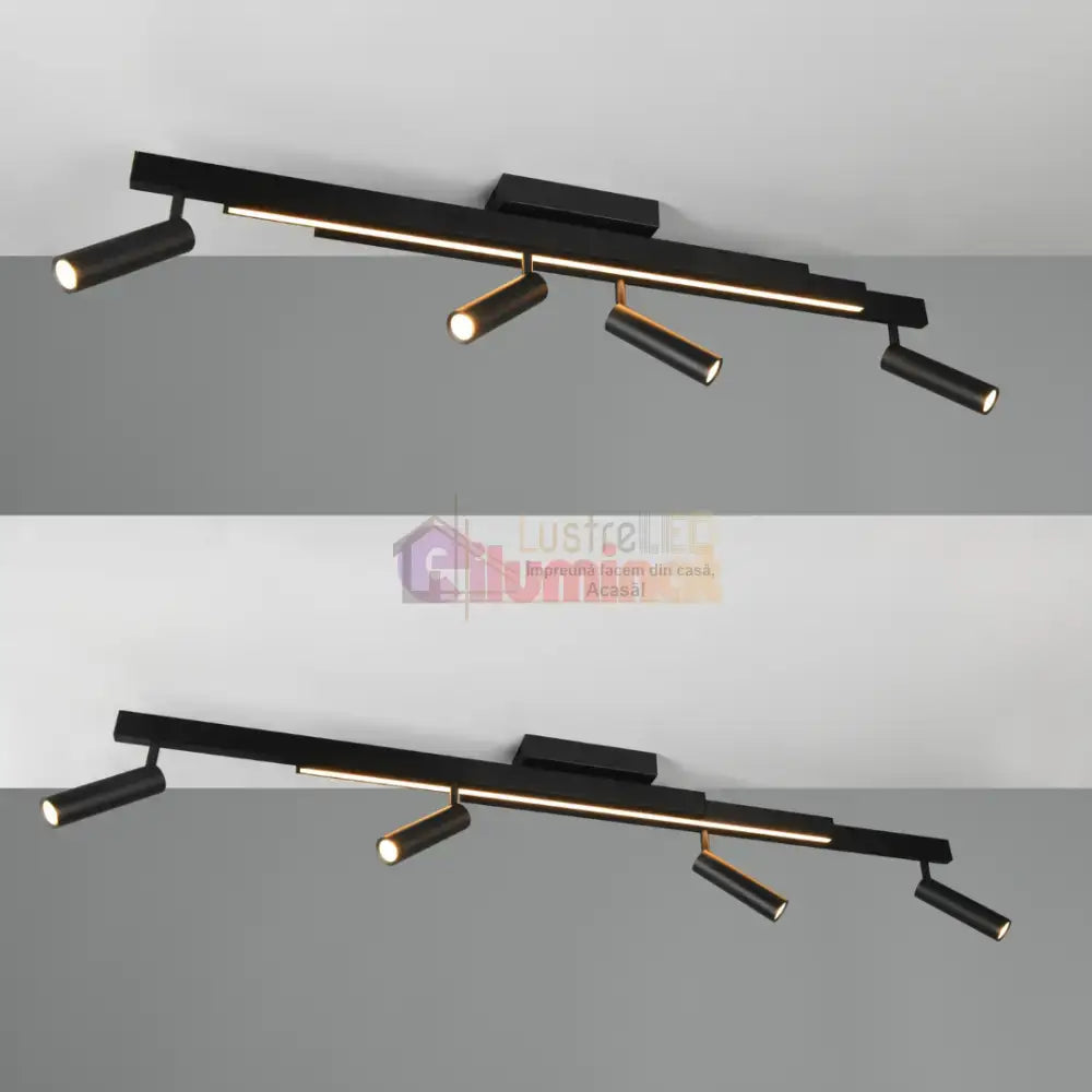 Lustra LED cu 4 Spoturi pe Sina ZENO Black lustreled.ro