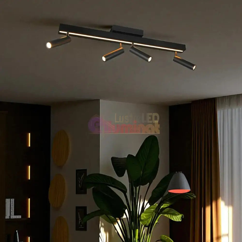 Lustra LED cu 4 Spoturi pe Sina ZENO Black lustreled.ro